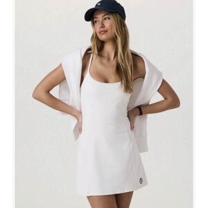 Vuori One Shot Tennis Dress with Built-in Bra Skort White Large
